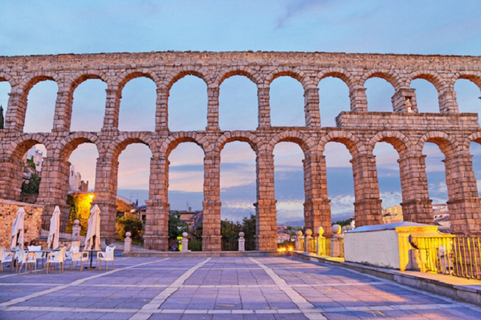 Roman aqueduct in Segovia, Spain